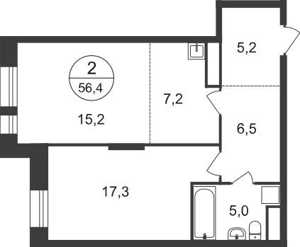 Продажа 2-комнатной новостройки, Московский, 11 фаза,  д.к4