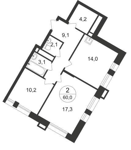 Продажа 2-комнатной новостройки, Московский, 7 фаза,  д.к2