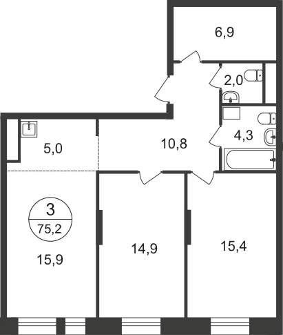 Продажа 3-комнатной новостройки, Московский, 11 фаза,  д.к4