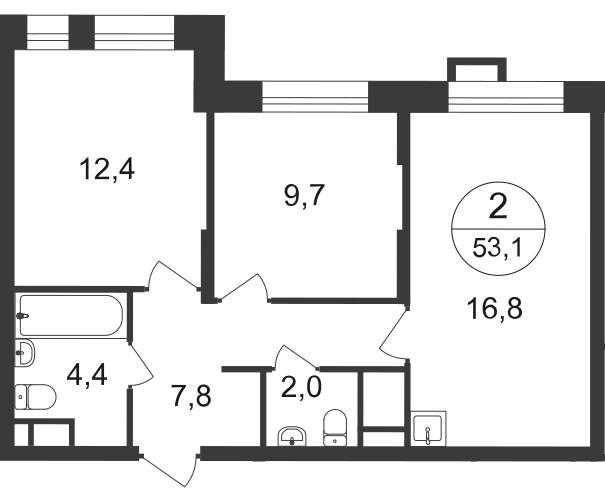 Продажа 2-комнатной новостройки, Московский, 7 фаза,  д.к2