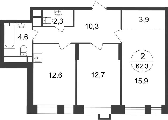 Продажа 2-комнатной новостройки, Московский, 7 фаза,  д.к2