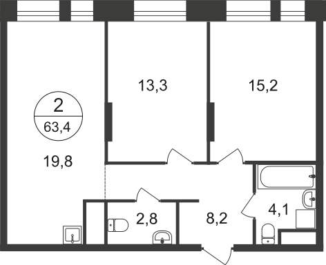 Продажа 2-комнатной новостройки, Московский, 11 фаза,  д.к4