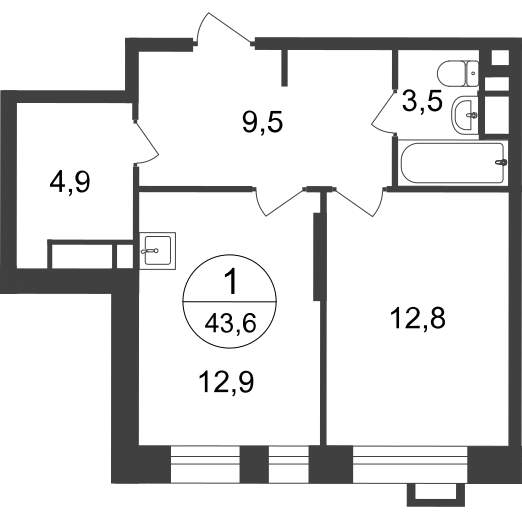 Продажа 1-комнатной новостройки, Московский, 7 фаза,  д.к2