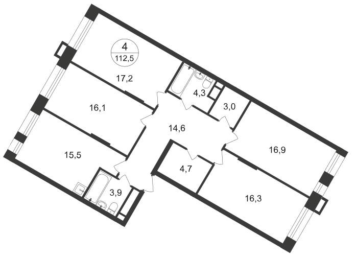 Продажа 4-комнатной новостройки, Московский, 7 фаза,  д.к2