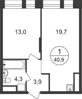 Продажа 1-комнатной новостройки, Московский, 11 фаза,  д.к4