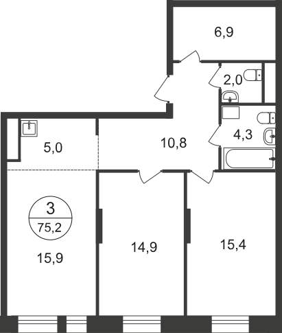 Продажа 3-комнатной новостройки, Московский, 11 фаза,  д.к4