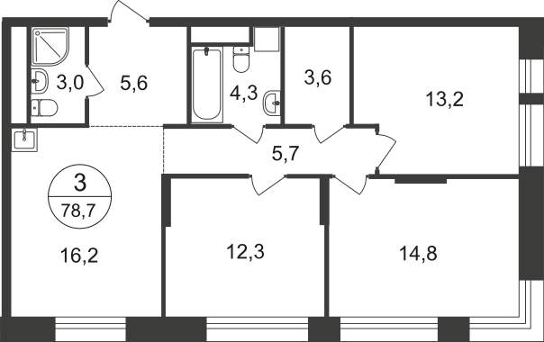 Продажа 3-комнатной новостройки, Московский, 11 фаза,  д.к4