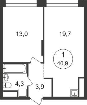 Продажа 1-комнатной новостройки, Московский, 11 фаза,  д.к4