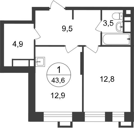 Продажа 1-комнатной новостройки, Московский, 7 фаза,  д.к2