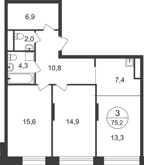 Продажа 3-комнатной новостройки, Московский, 11 фаза,  д.к4