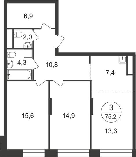 Продажа 3-комнатной новостройки, Московский, 11 фаза,  д.к4