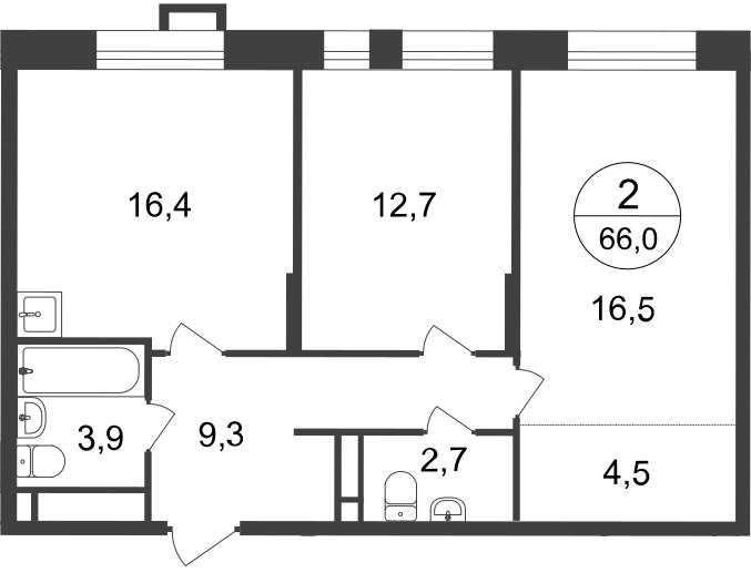 Продажа 2-комнатной новостройки, Московский, 7 фаза,  д.к2