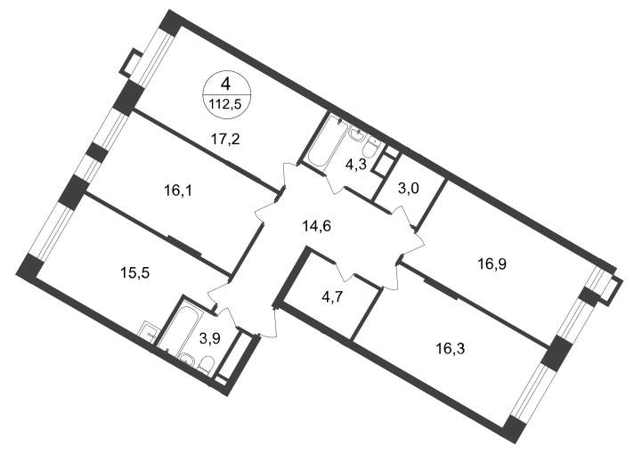 Продажа 4-комнатной новостройки, Московский, 7 фаза,  д.к2