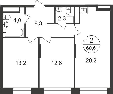 Продажа 2-комнатной новостройки, Московский, 11 фаза,  д.к4