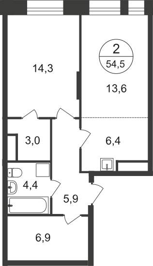 Продажа 2-комнатной новостройки, Московский, 11 фаза,  д.к4