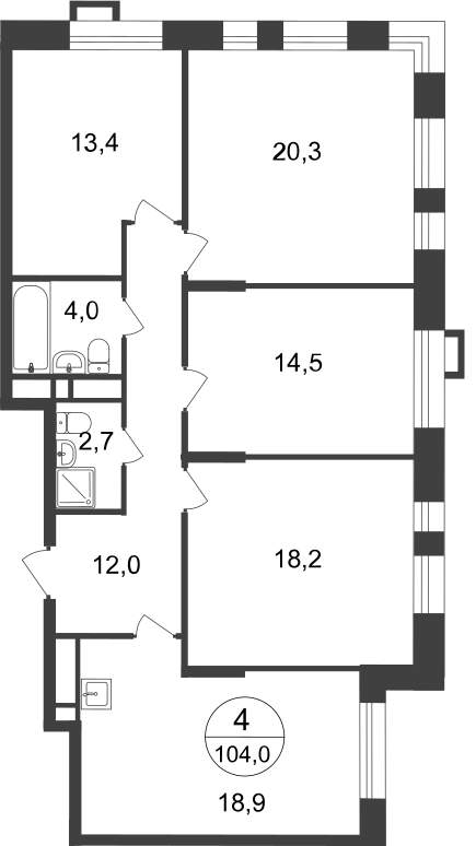 Продажа 4-комнатной новостройки, Московский, 7 фаза,  д.к2