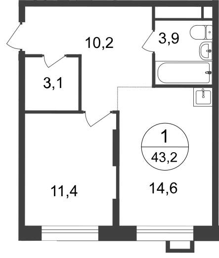 Продажа 1-комнатной новостройки, Московский, 7 фаза,  д.к2