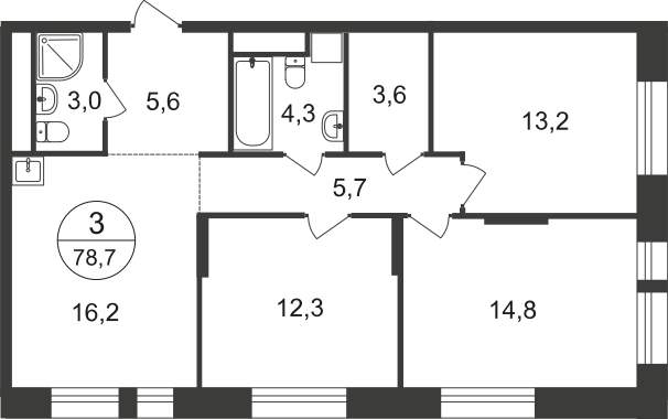 Продажа 3-комнатной новостройки, Московский, 11 фаза,  д.к4