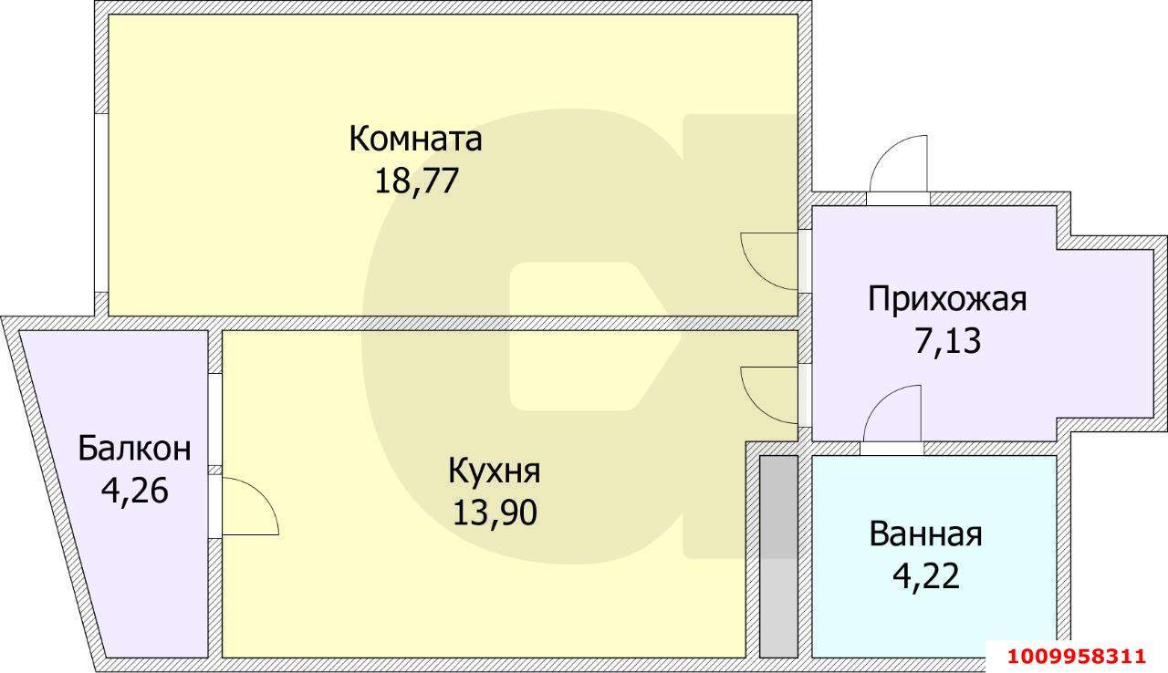 Продажа 1-комнатной квартиры, Краснодар, Уральская улица,  д.71