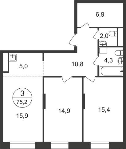 Продажа 3-комнатной новостройки, Московский, 11 фаза,  д.к4