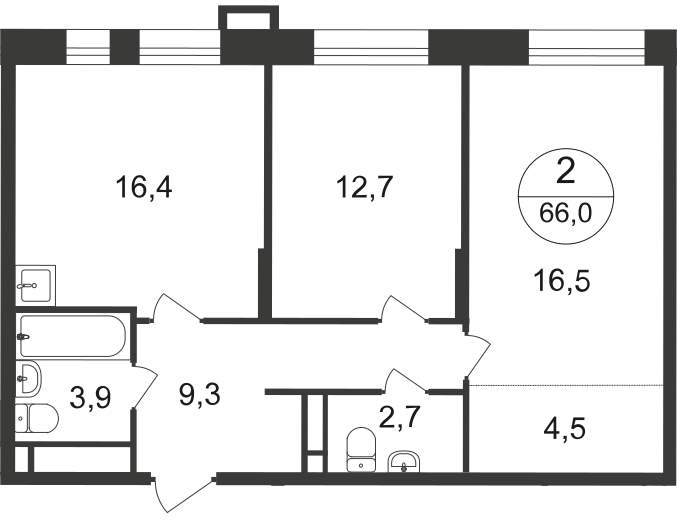 Продажа 2-комнатной новостройки, Московский, 7 фаза,  д.к2