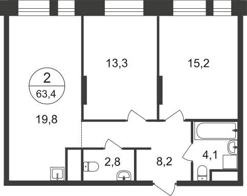 Продажа 2-комнатной новостройки, Московский, 11 фаза,  д.к4