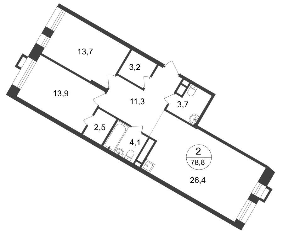 Продажа 2-комнатной новостройки, Московский, 7 фаза,  д.к2