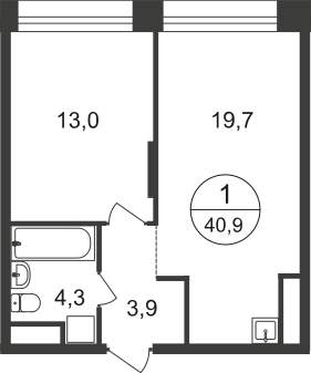 Продажа 1-комнатной новостройки, Московский, 11 фаза,  д.к4