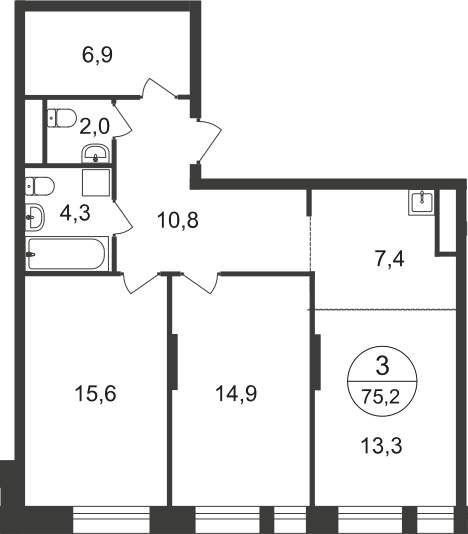 Продажа 3-комнатной новостройки, Московский, 11 фаза,  д.к4