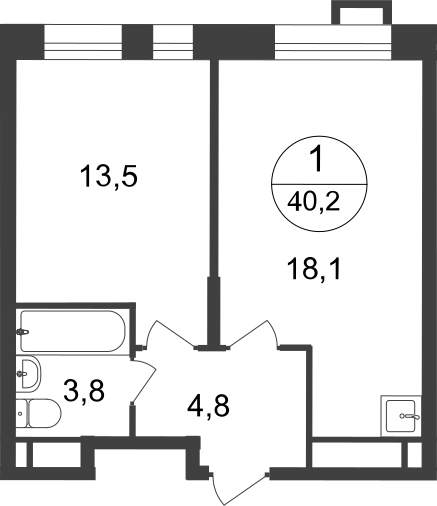 Продажа 1-комнатной новостройки, Московский, 7 фаза,  д.к2