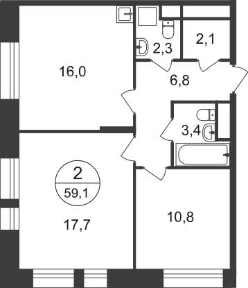 Продажа 2-комнатной новостройки, Московский, 11 фаза,  д.к4