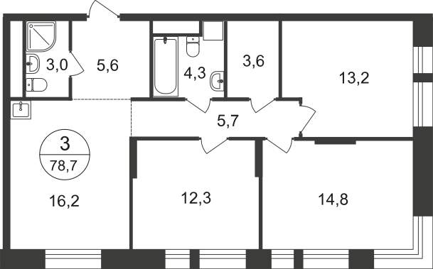 Продажа 3-комнатной новостройки, Московский, 11 фаза,  д.к4