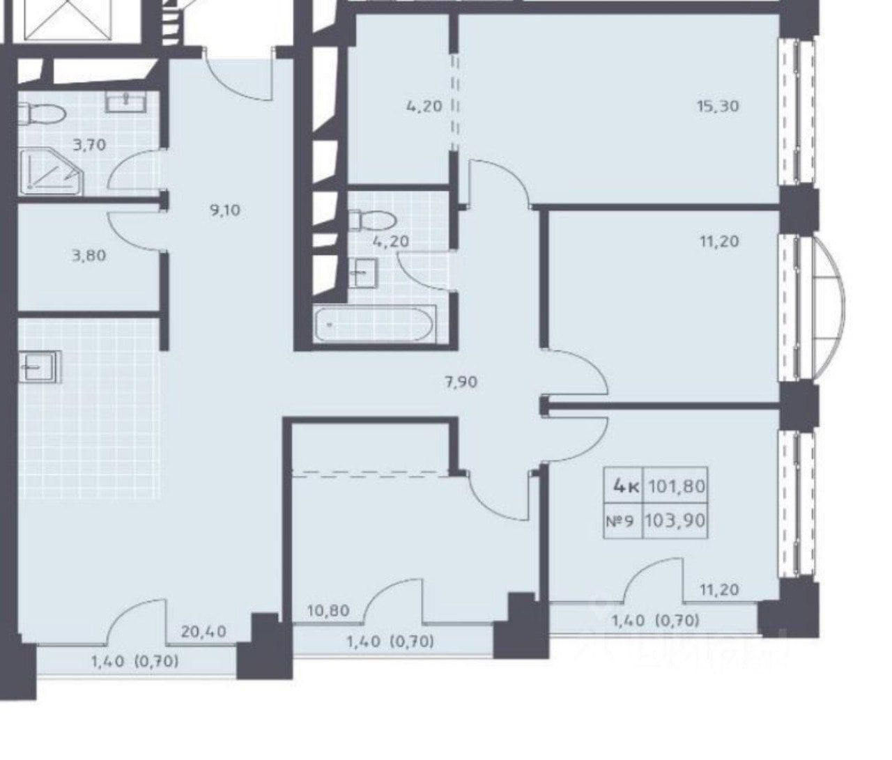 Продажа 4-комнатной новостройки, Москва, Новоданиловская набережная,  д.8к3