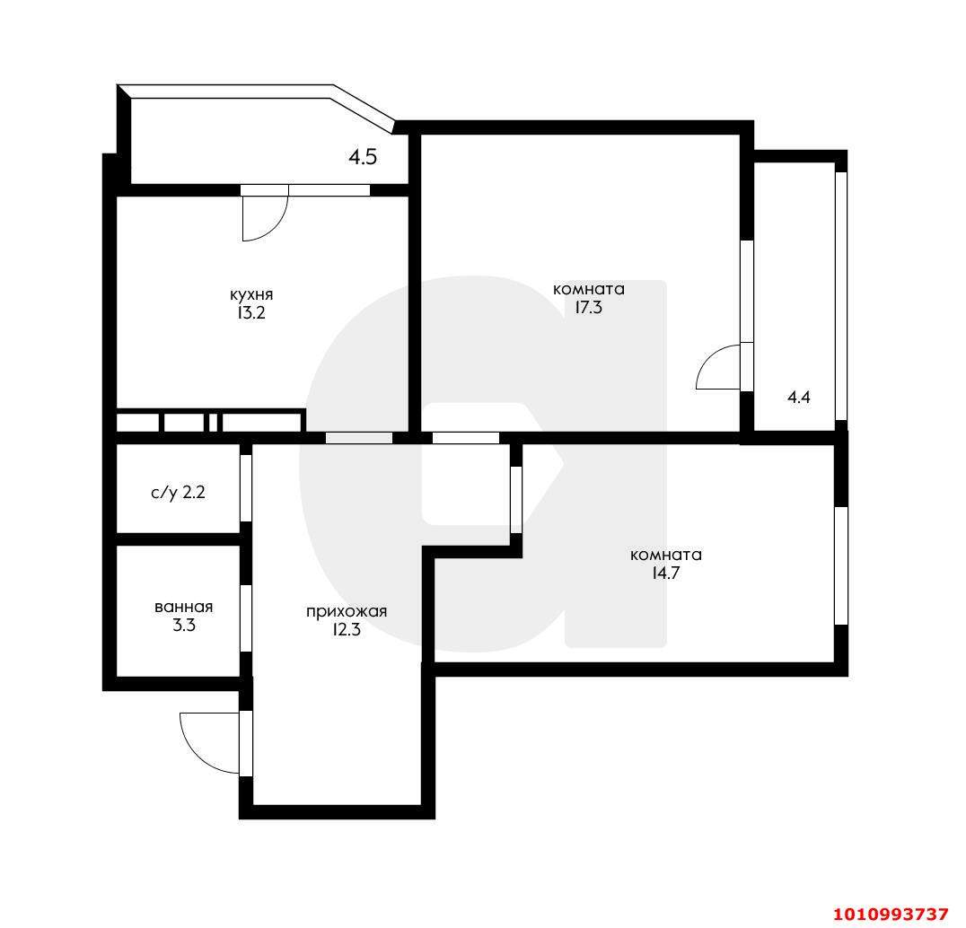 Продажа 2-комнатной квартиры, Краснодар, им. Героя Георгия Бочарникова улица,  д.12