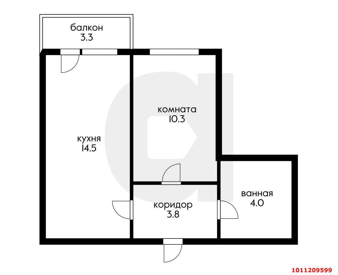 Продажа 1-комнатной квартиры, Яблоновский, Тургеневское шоссе улица,  д.33/1к1