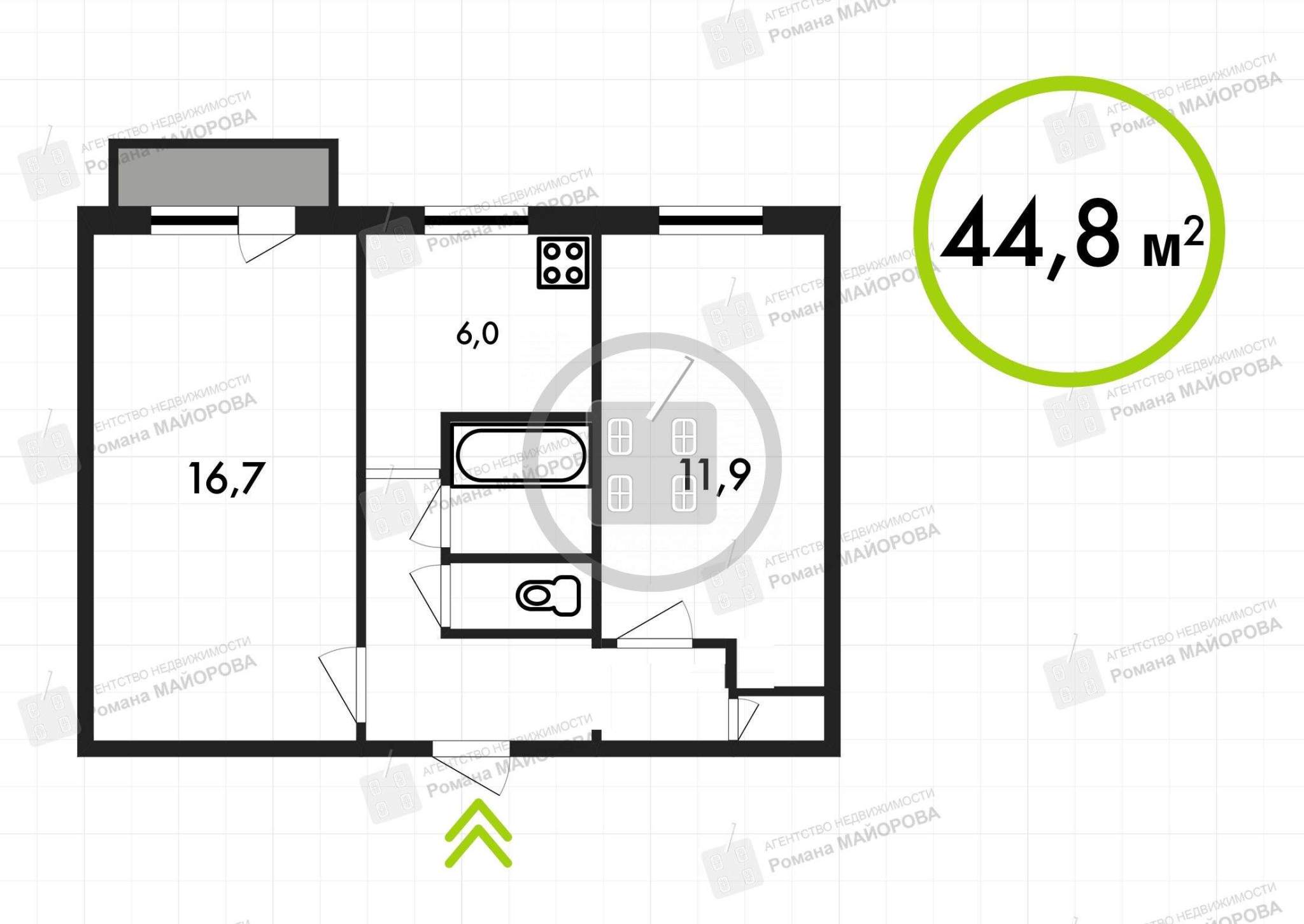 Продажа 2-комнатной квартиры, Калуга, Суворова улица,  д.17