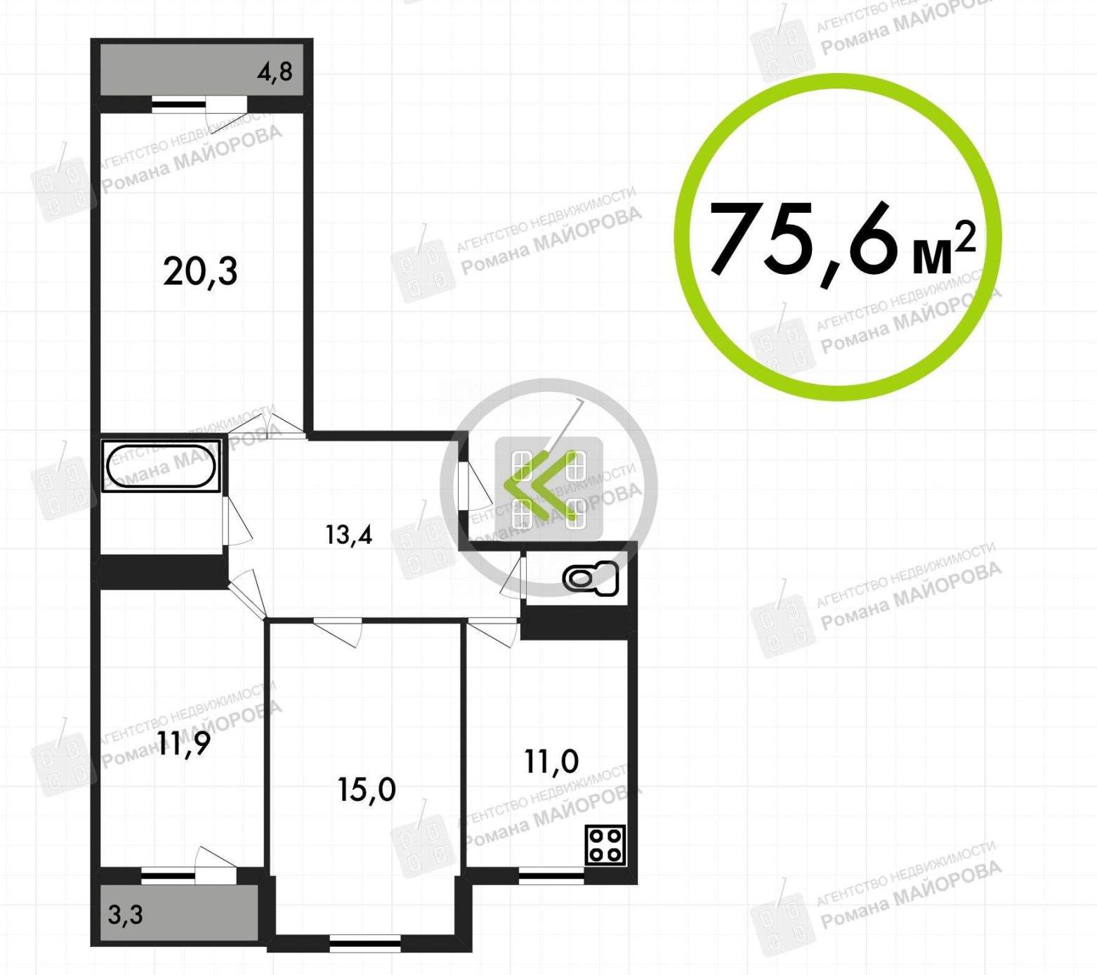 Продажа 3-комнатной квартиры, Калуга, Хрустальный переулок,  д.27