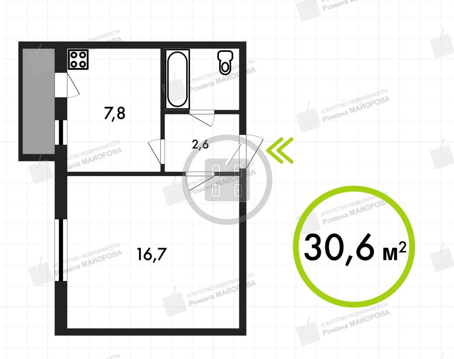 Продажа 1-комнатной квартиры, Калуга, Телевизионная улица,  д.2а