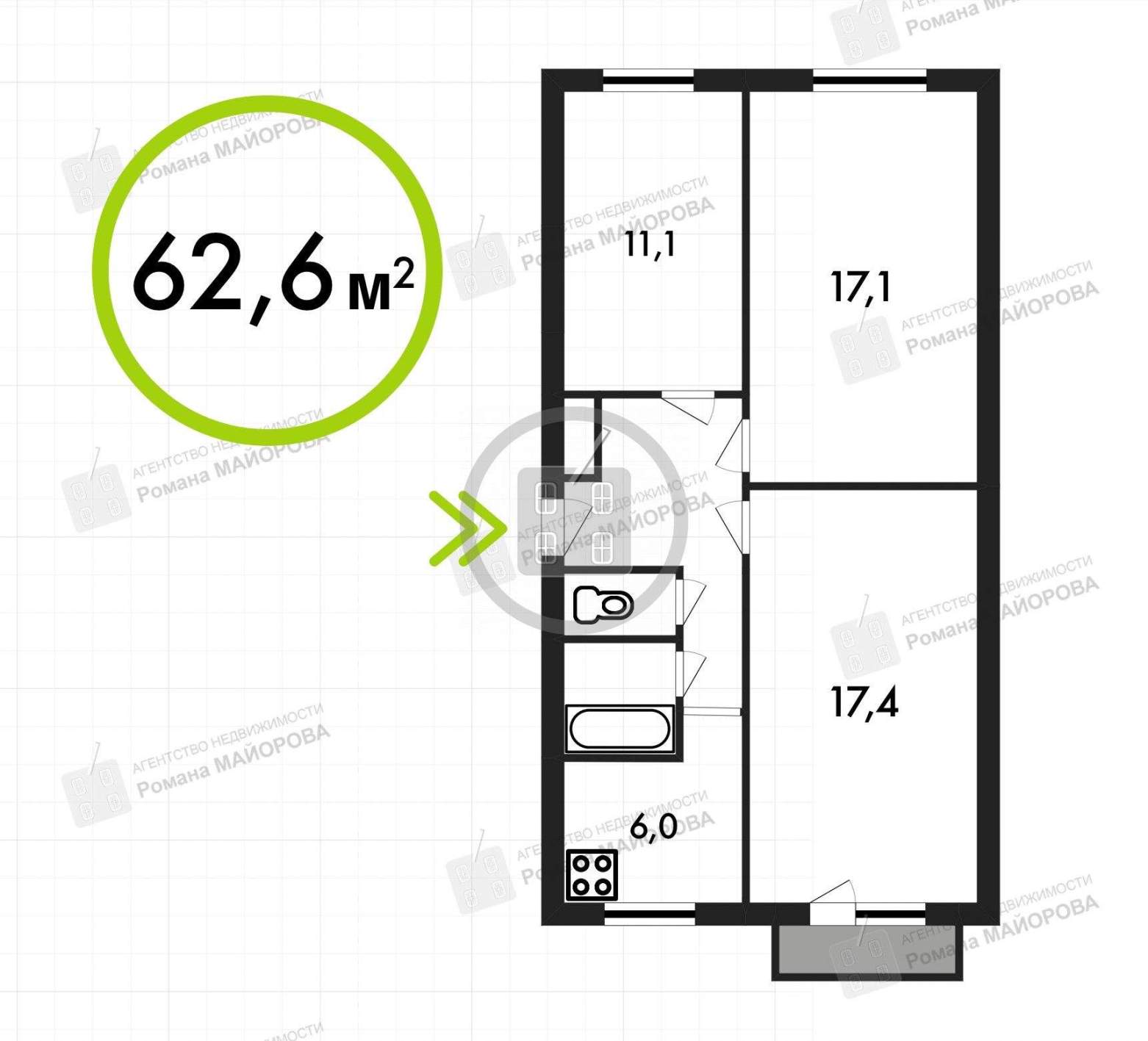 Продажа 3-комнатной квартиры, Калуга, Вишневского улица,  д.7