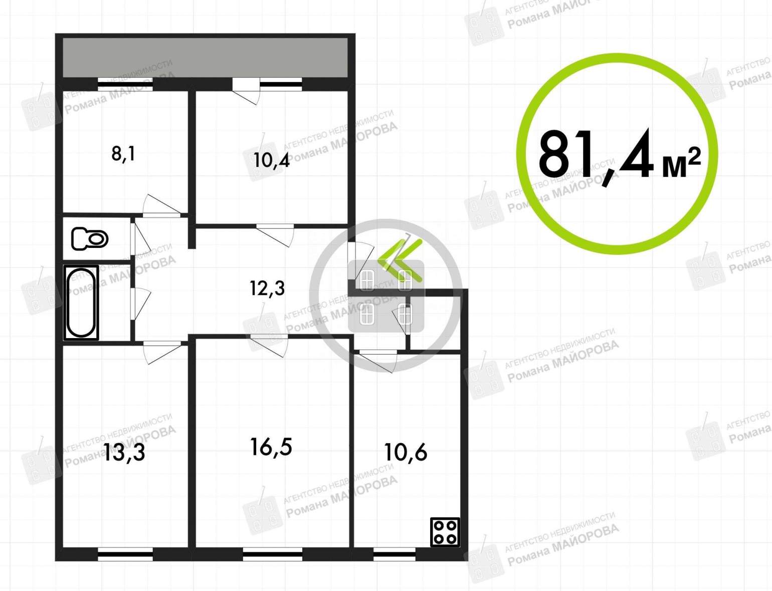 Продажа 4-комнатной квартиры, Калуга, Генерала Попова улица,  д.2/1к4