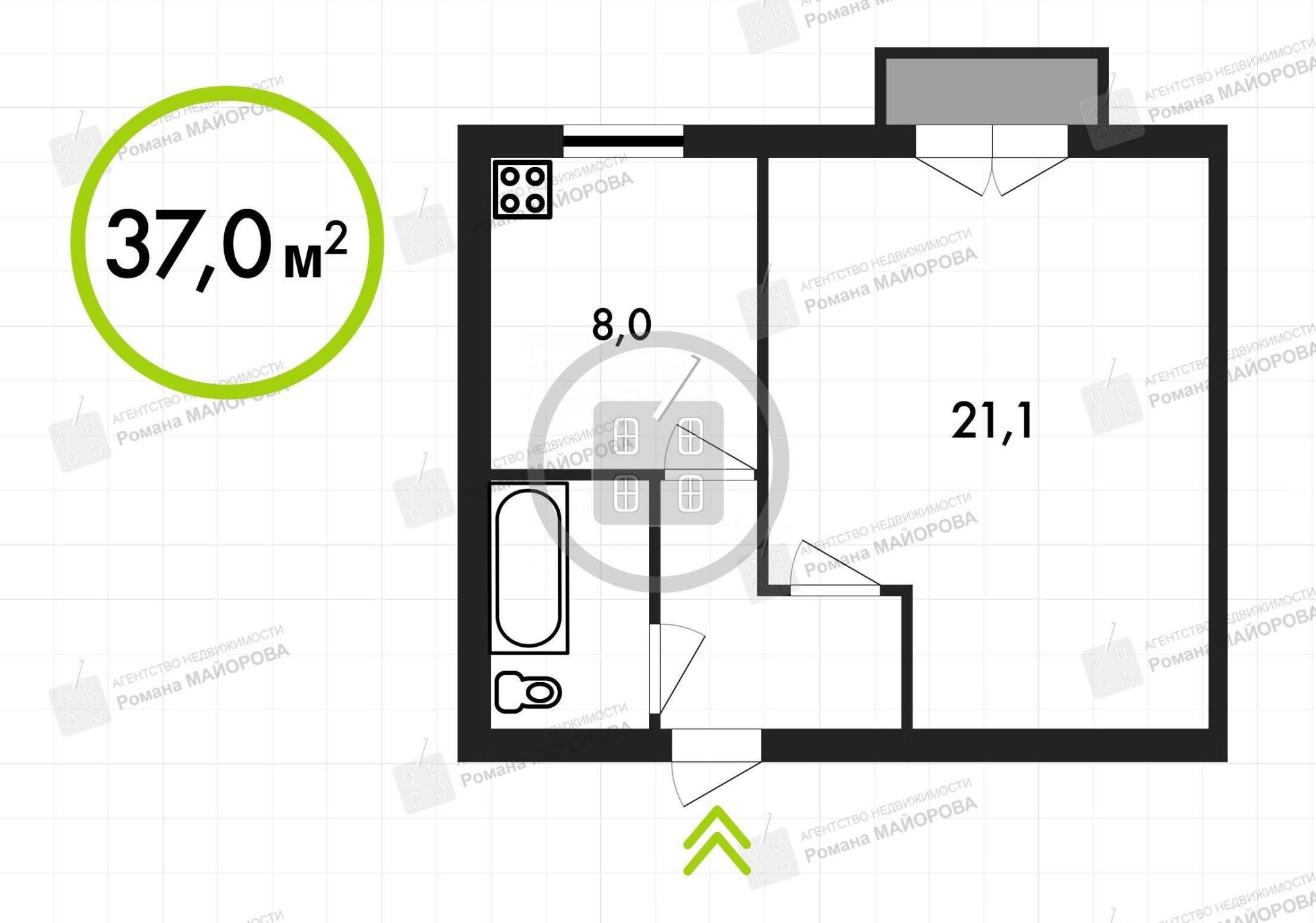 Продажа 1-комнатной квартиры, Калуга, Ленина улица,  д.59