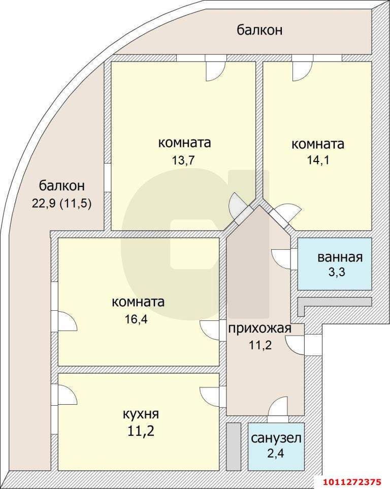 Продажа 3-комнатной квартиры, Краснодар, Гаражная улица,  д.87