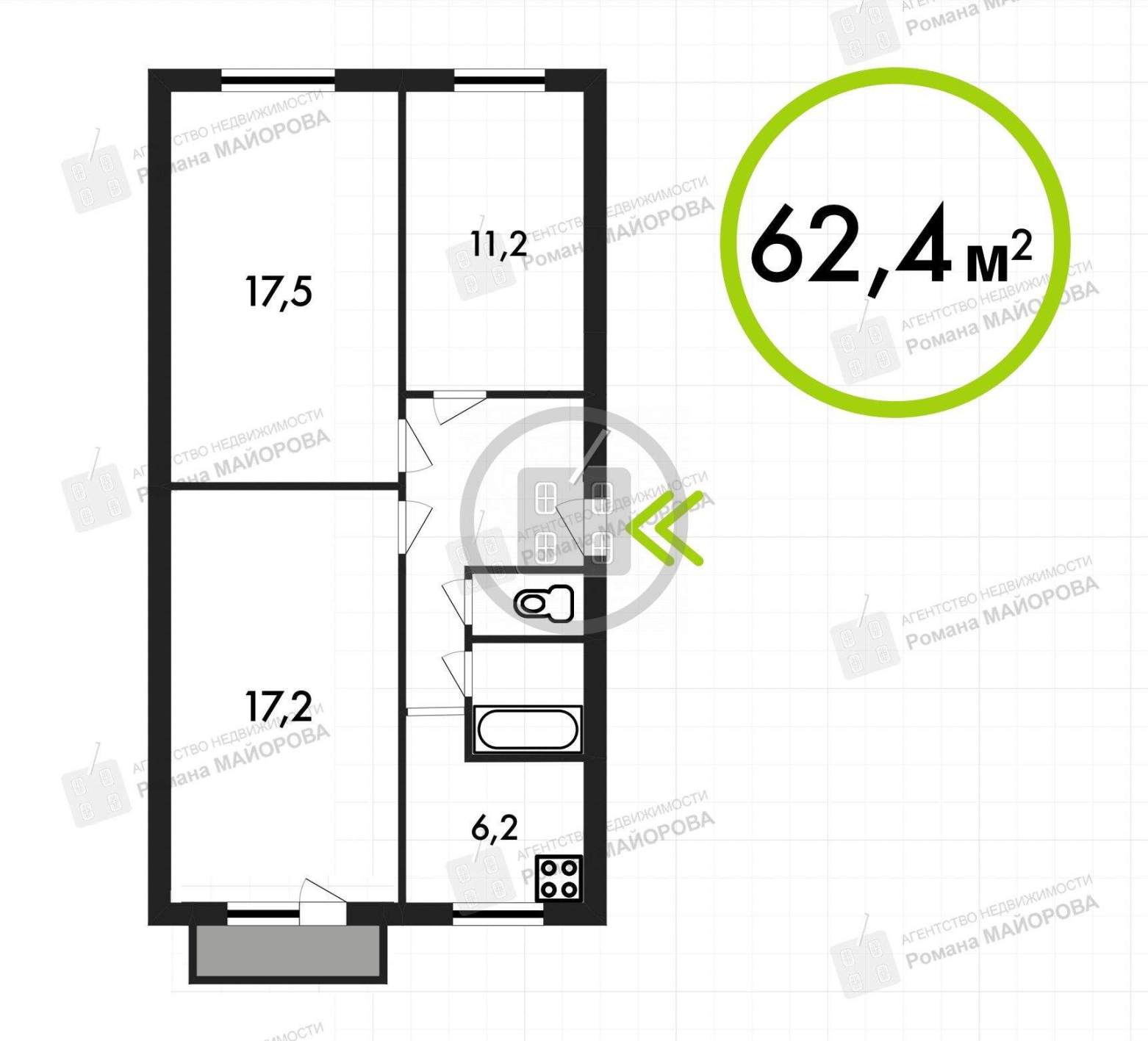 Продажа 3-комнатной квартиры, Калуга, Кубяка улица,  д.8