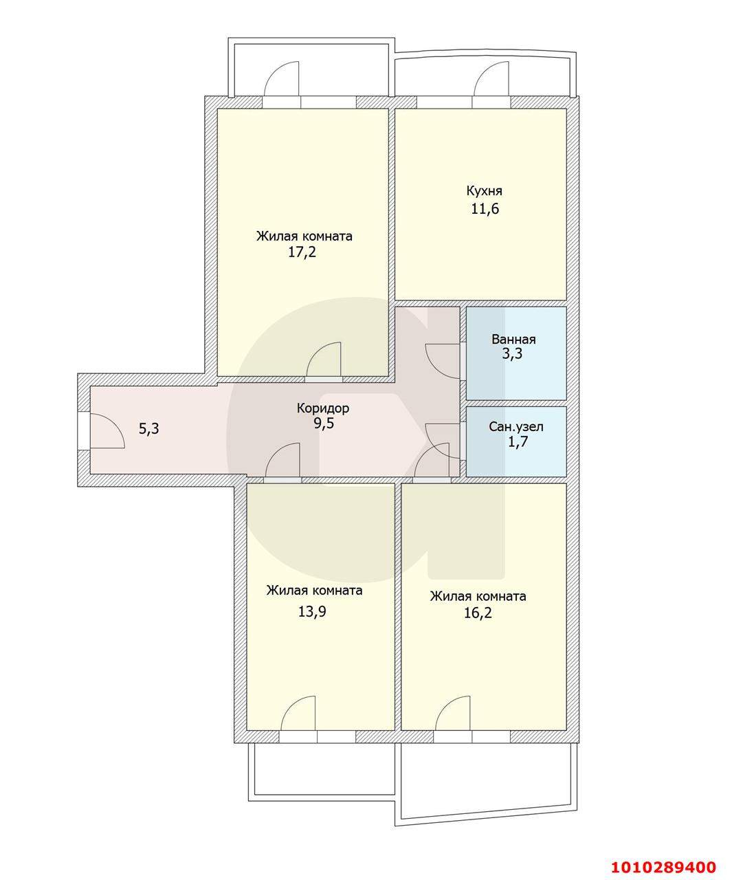 Продажа 3-комнатной квартиры, Краснодар, им. Дзержинского улица,  д.54/13