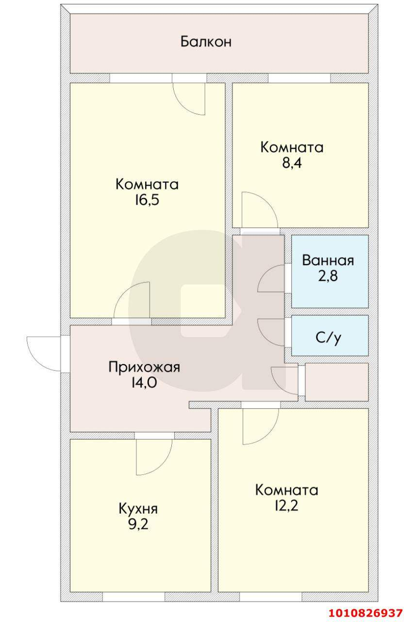 Продажа 3-комнатной квартиры, Краснодар, им. Калинина улица,  д.13к56