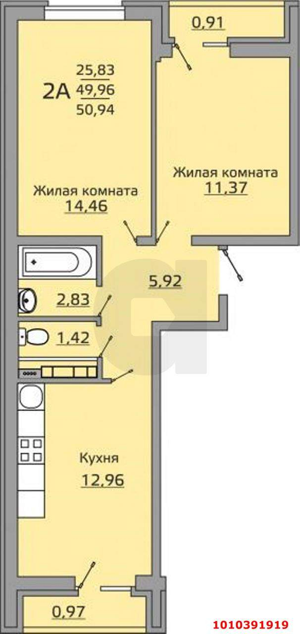 Продажа 2-комнатной квартиры, Краснодар, Заполярная улица,  д.39