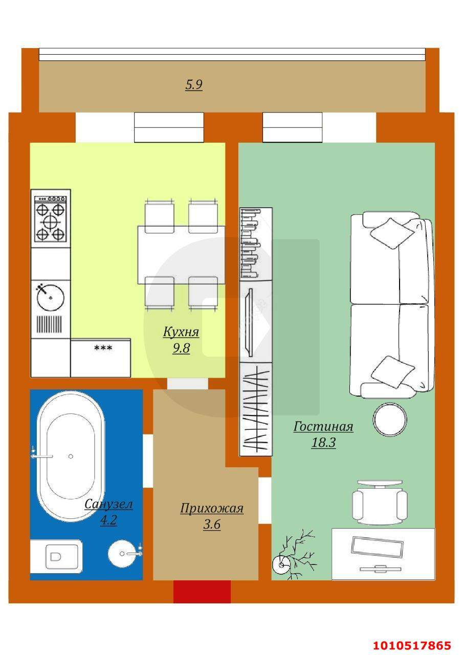 Продажа 1-комнатной квартиры, Краснодар, Ангарская улица,  д.2/2