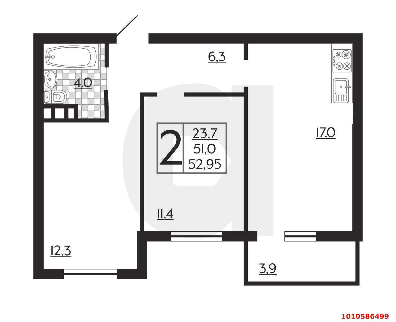 Продажа 2-комнатной квартиры, Краснодар, Западный Обход улица,  д.38/1