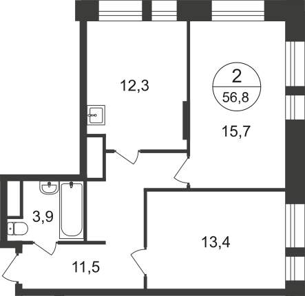 Продажа 2-комнатной новостройки, Московский, 11 фаза,  д.к4