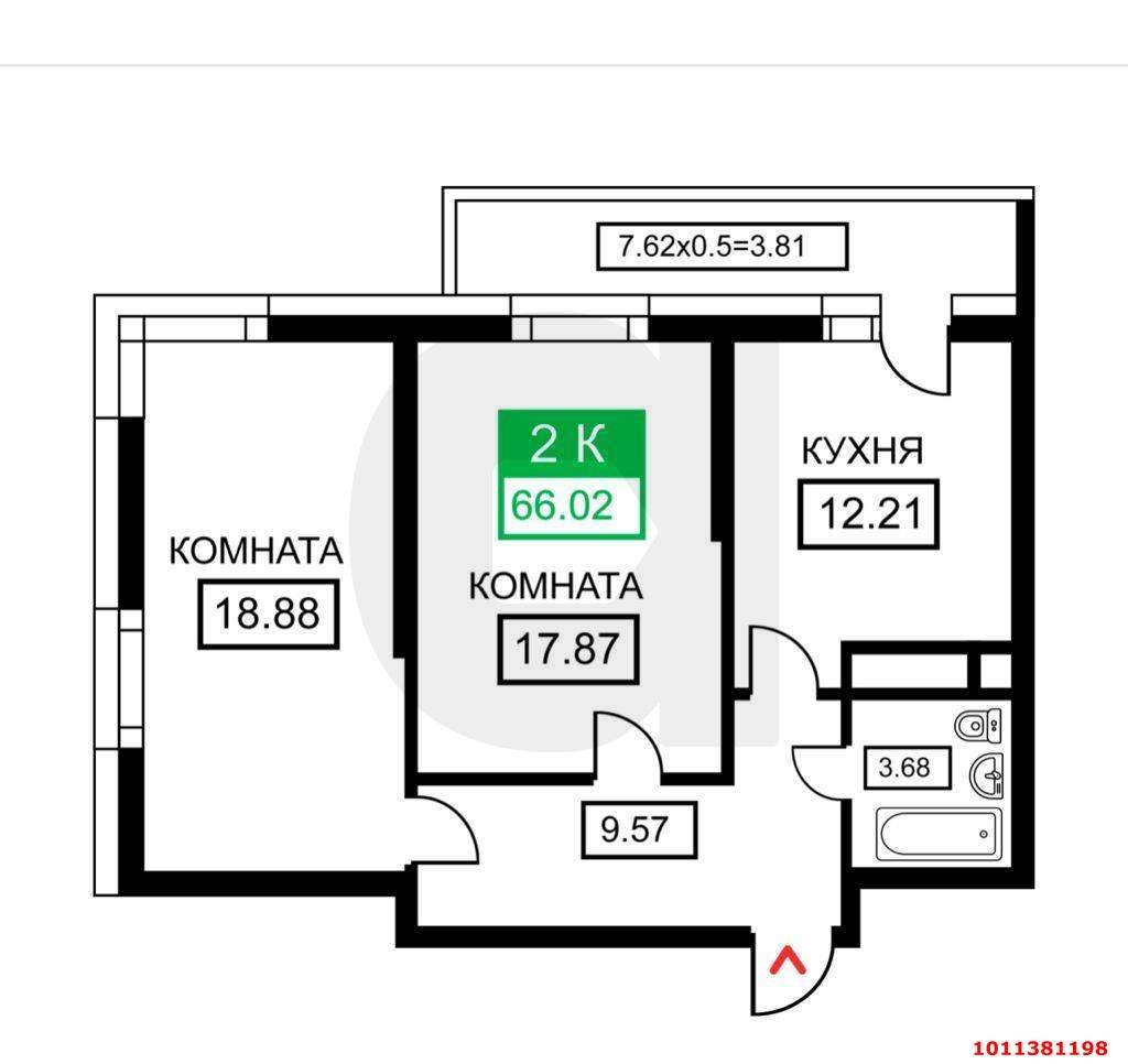 Продажа 2-комнатной квартиры, Краснодар, Бородинская улица,  д.156/2